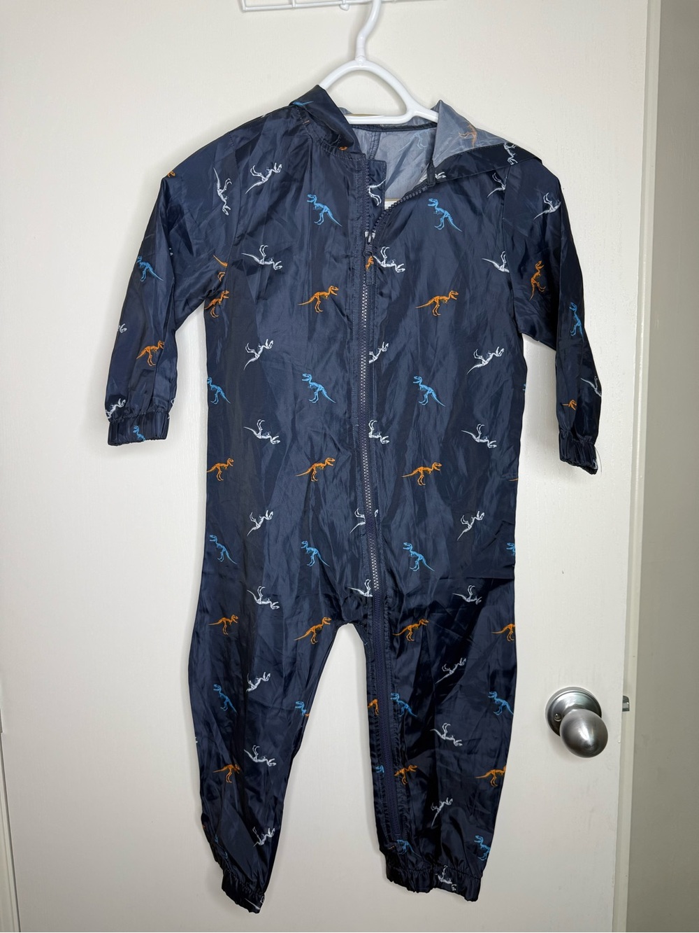 George Toddler Navy Dinosaur Print One-Piece Rain Suit 5T